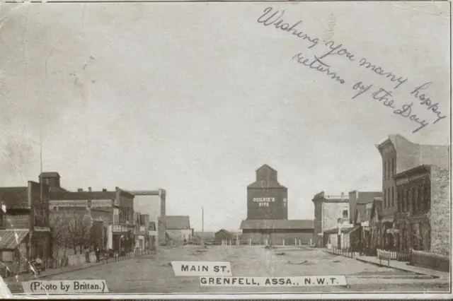 Main Street, Grenfell, with grain elevator